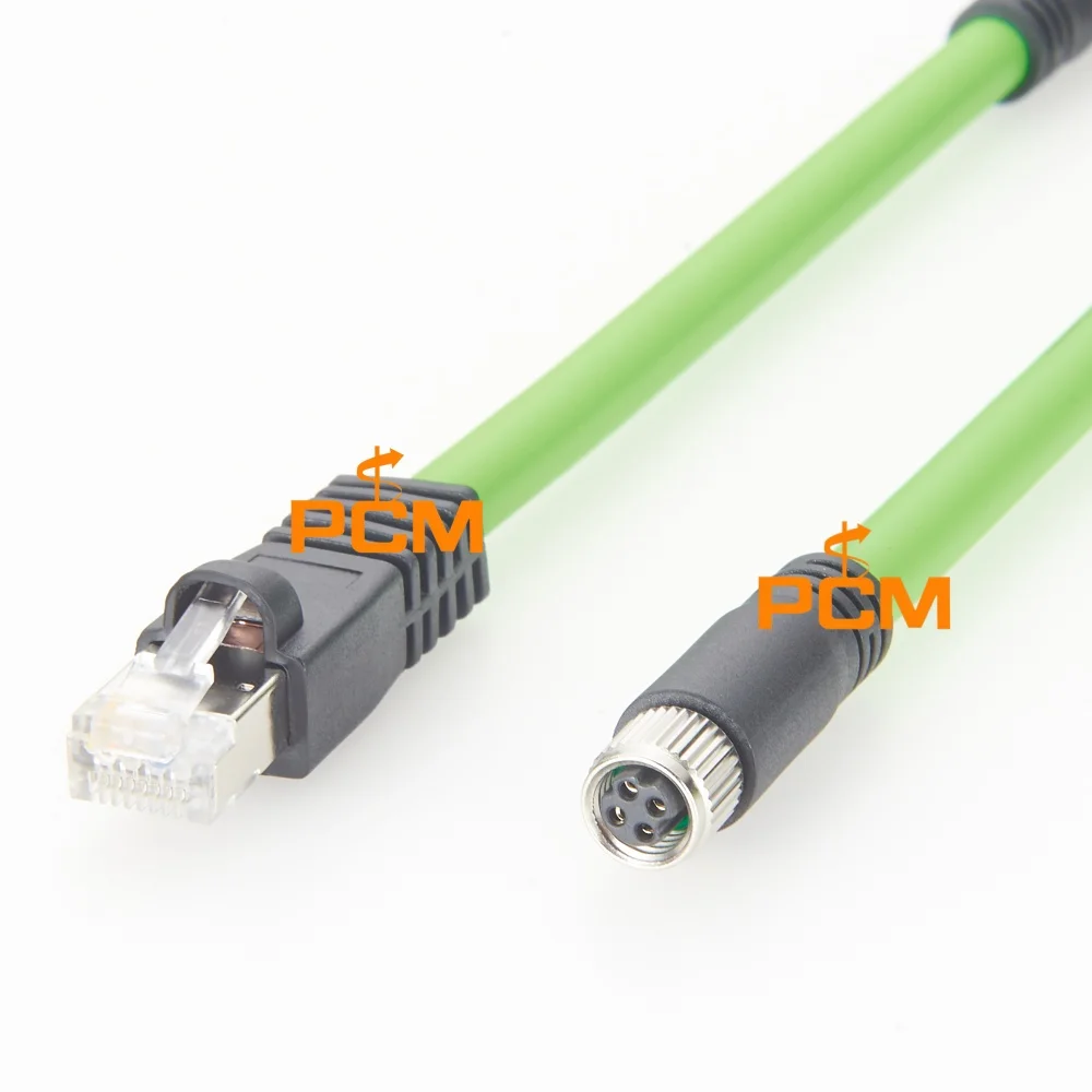 M8 D Code Female to RJ45 Male Profinet Ethernet Adapter Cable Industrial Fieldbus Converter Cable for PLC & Robot System