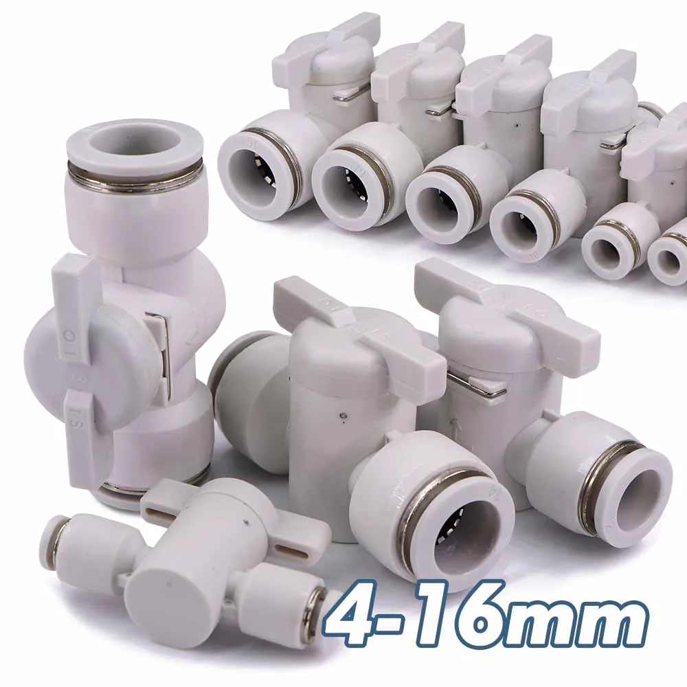 

4-16mm Hand Valve Hose Adapter Slip Lock Quick Insert Release Connector for Stop Water Shut Off Pneumatic Joints Tubing Fitting