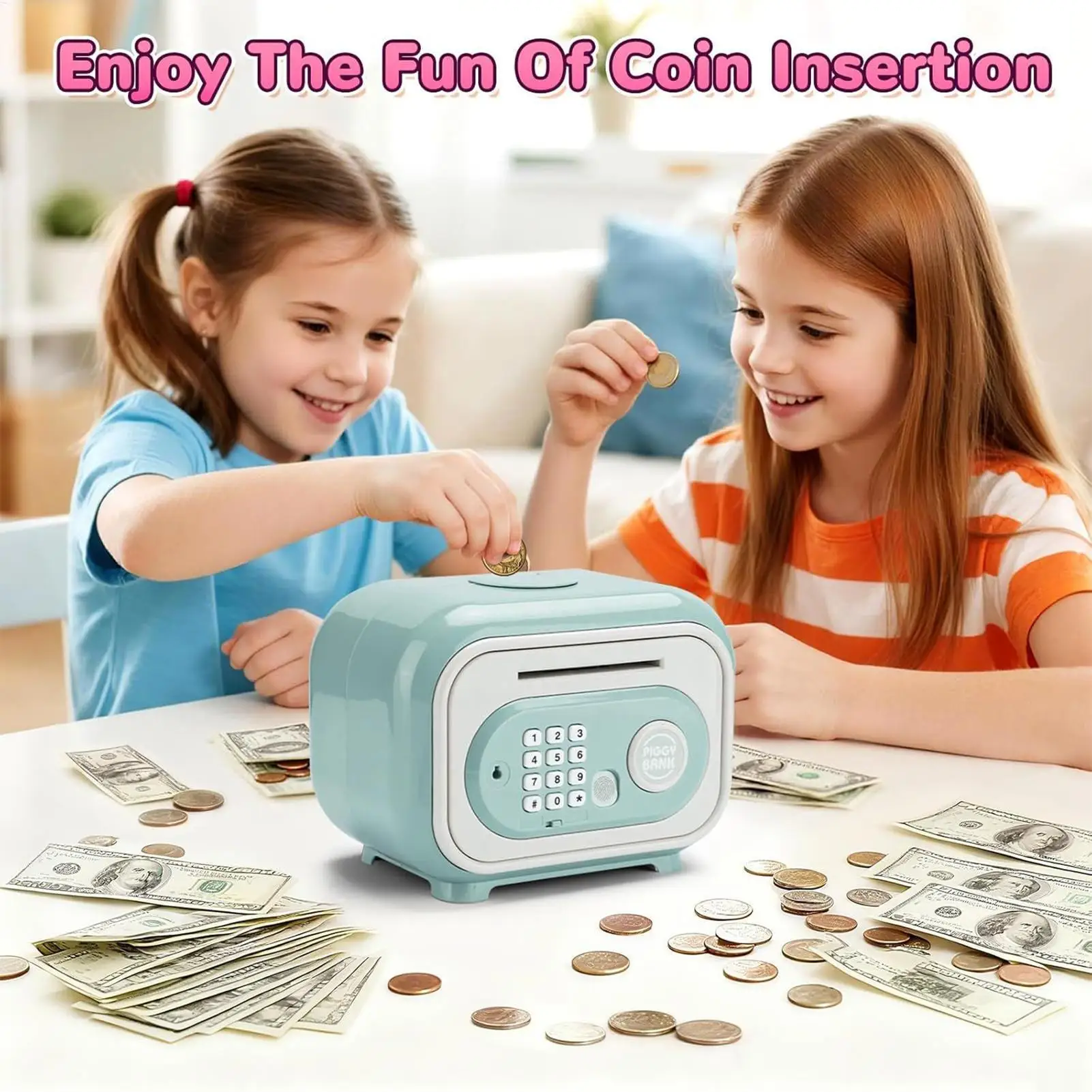 Elektronische bank Cash ATM-speelgoed Elektronische spaarpot met code en vingerafdrukwachtwoord voor het tellen van besparingen Leeftijden 3-12 Meisjes Tieners