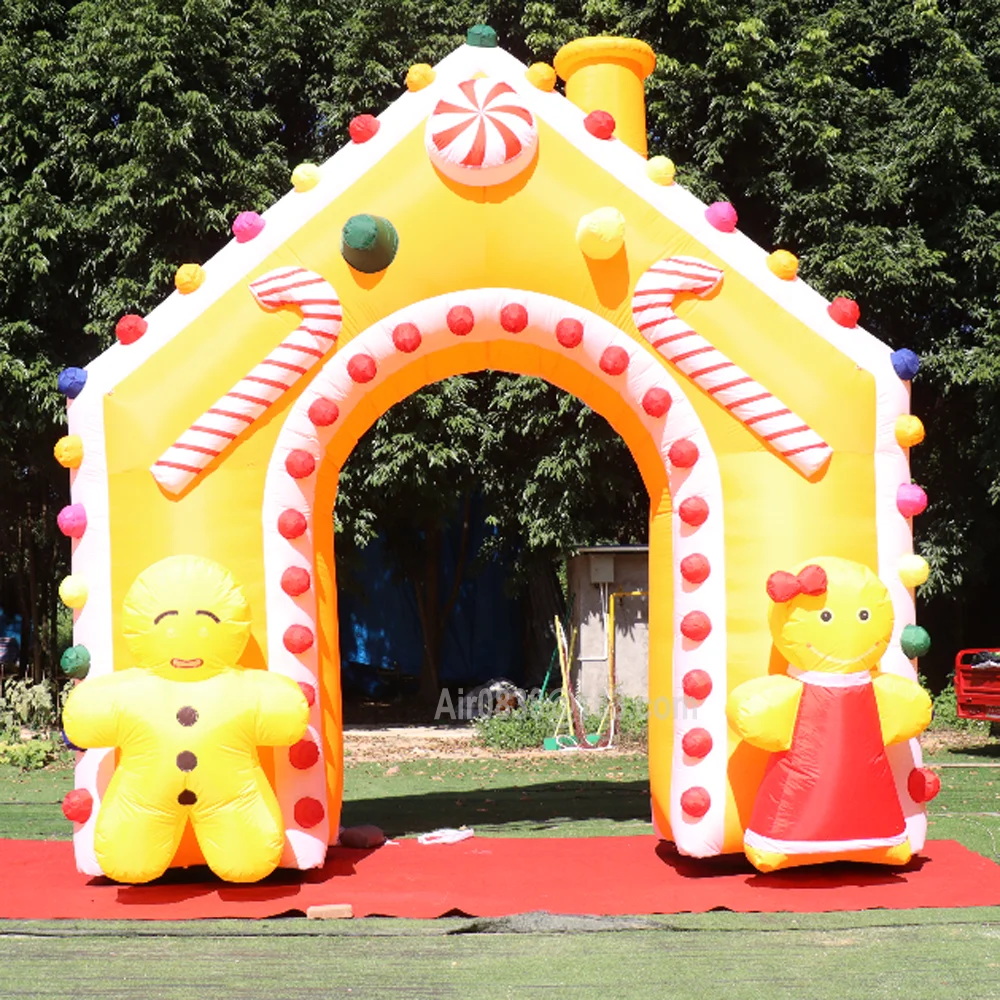 

10ft 16ft Giant Inflatable Gingerbread House Arch With Built-In Leds Light Yard Lawn Large Blow Up Outdoor Christmas Decoration