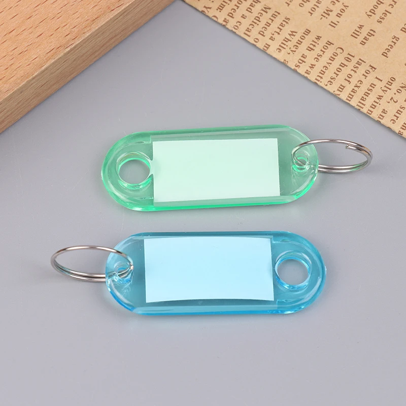 10Pcs Plastic Clear Classification Plate Key Tags Label Numbered Name Baggage Tag ID Label With Split Ring