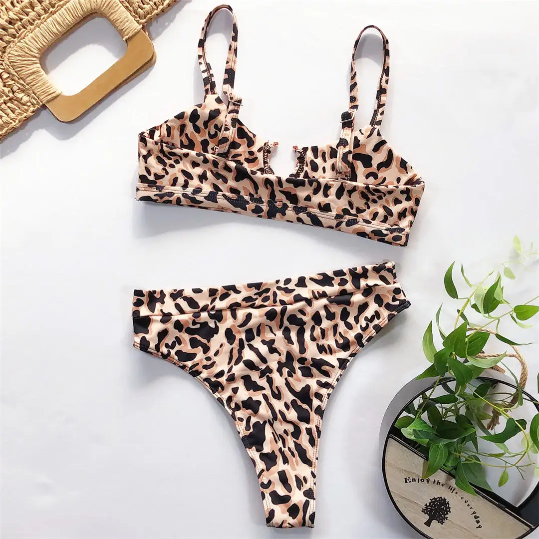 NEUER Leoparden-Badeanzug, hochtaillierter Bikini, Damen-Badebekleidung, zweiteiliges Bikini-Set, Badeanzug mit Schlangenmuster, Badebekleidung, V1712 – Detail 19