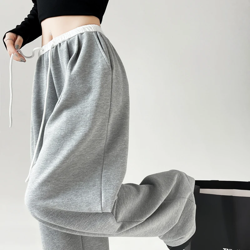 Amerikanische schwarze Jogging hose Frauen neue einfarbige lose lässige Jogging hose vielseitige Hose mit weitem Bein weibliche Streetwear Frauen