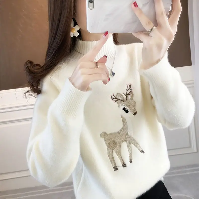 

Dalong High Ne Sweater for Women Winter Season No Pilling Knitted Top Student Faion Casual Comfortable Cotton Blend