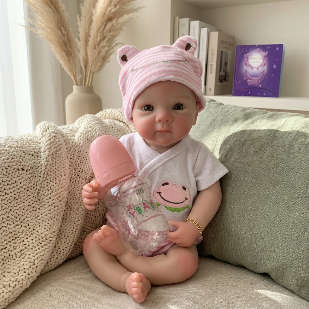 13 Inch Full Solid Silicone Reborn Doll Bettie Open Mouth Design Realistic Newborn Baby Hand Painted Simulation Toy For Birthday