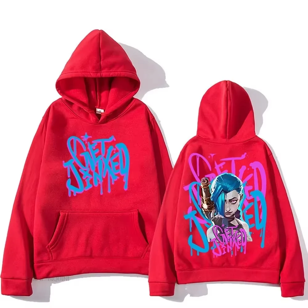 2025 غامض Jinx Harajuku Kawaii لطيف طويل الأكمام مقنعين البلوز أنيمي طباعة كنزة صوف Moletom لارتداء غير رسمي