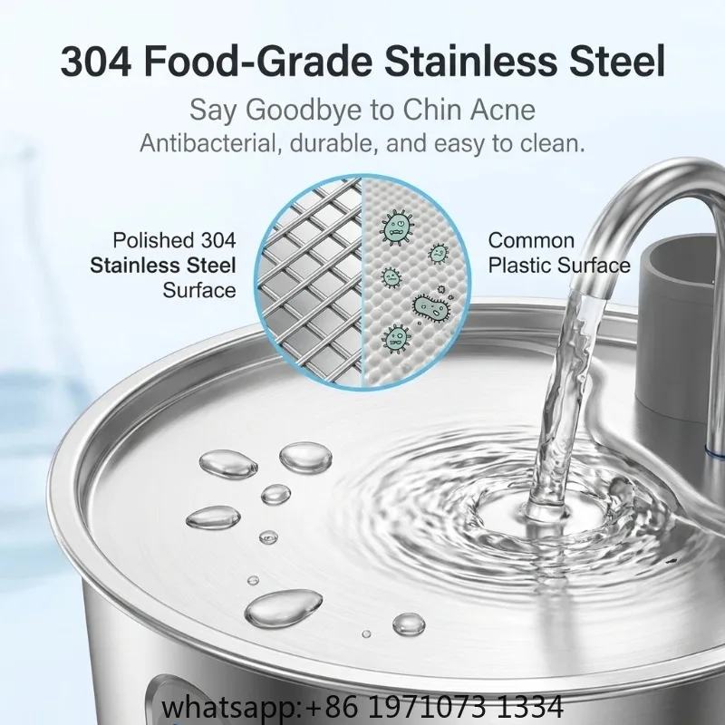 Stainless Steel Wireless Recharging Sensor Cat Water Fountain Auto Drinking Fountain For Cats Dog Drinker Pet Dispenser Bowl