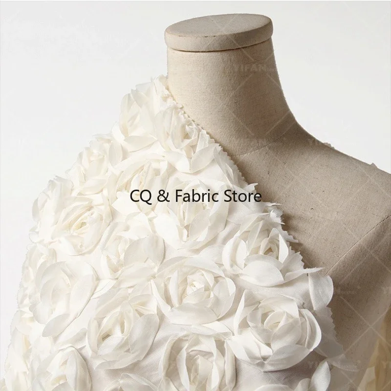 High Density 3D Embroidered Chiffon Fabric for Wedding Dresses Kids Clothing and Apparel Designer Fabric