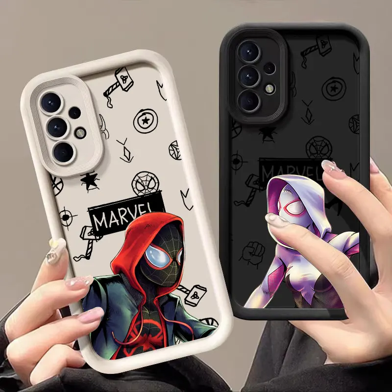 Funda de silicona para Samsung Galaxy A57 A56 A37 A36 A17 A07 A26 A16 A06 A55 A52 A14 A73 A34, diseño de Spiderman Miles Morales de los Vengadores