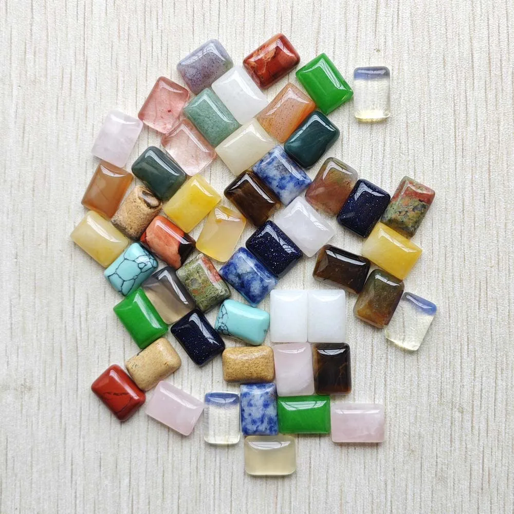 

Fashion good quality natural stone mixed rectangle CABOCHON beads 10x14mm for jewelry making free shipping Wholesale 50pcs/lot