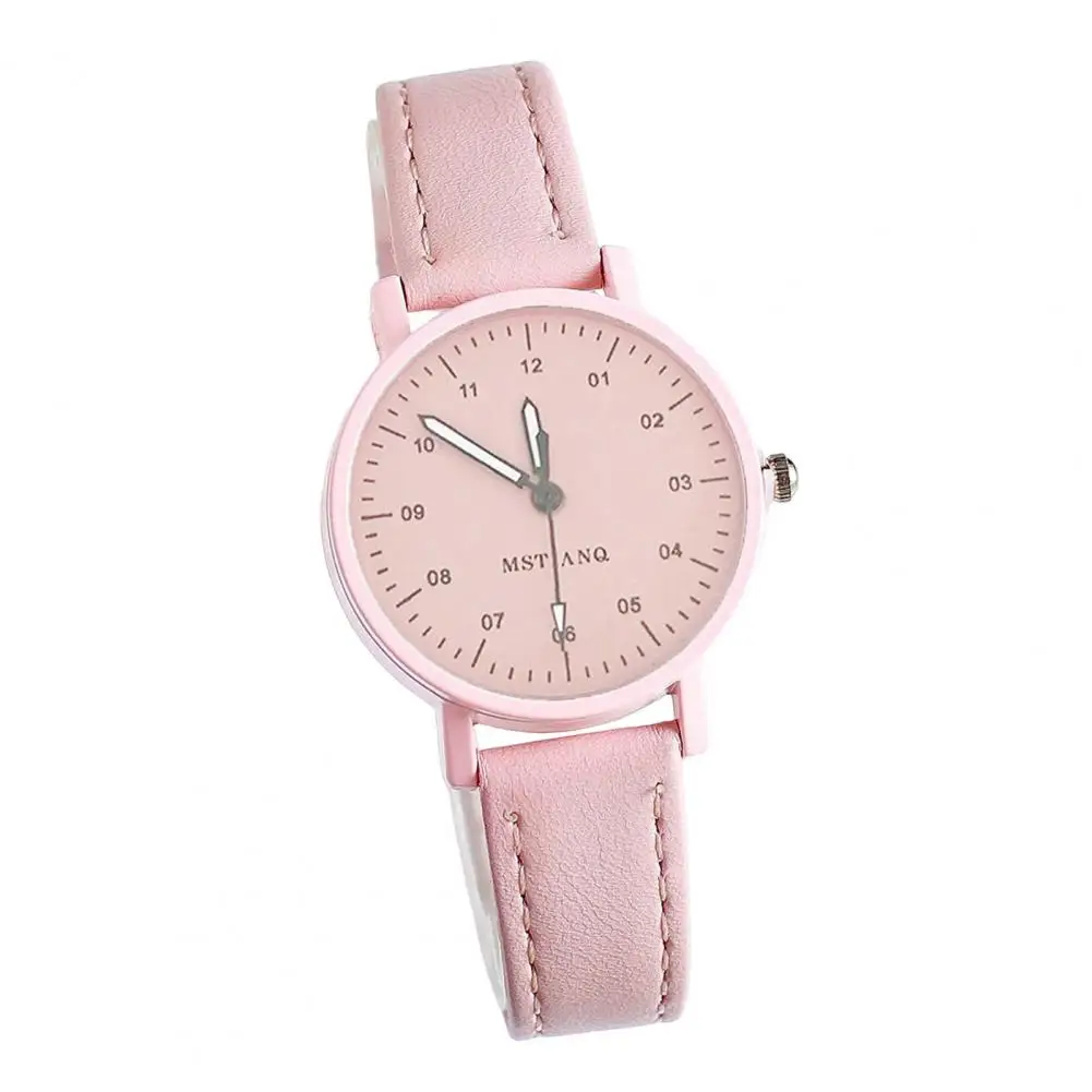 Quartz Watch Round Dial Quartz Movement Ultralight High Precise Scratch Resistant Decorative Simple Style Girls Wristwatch Quart