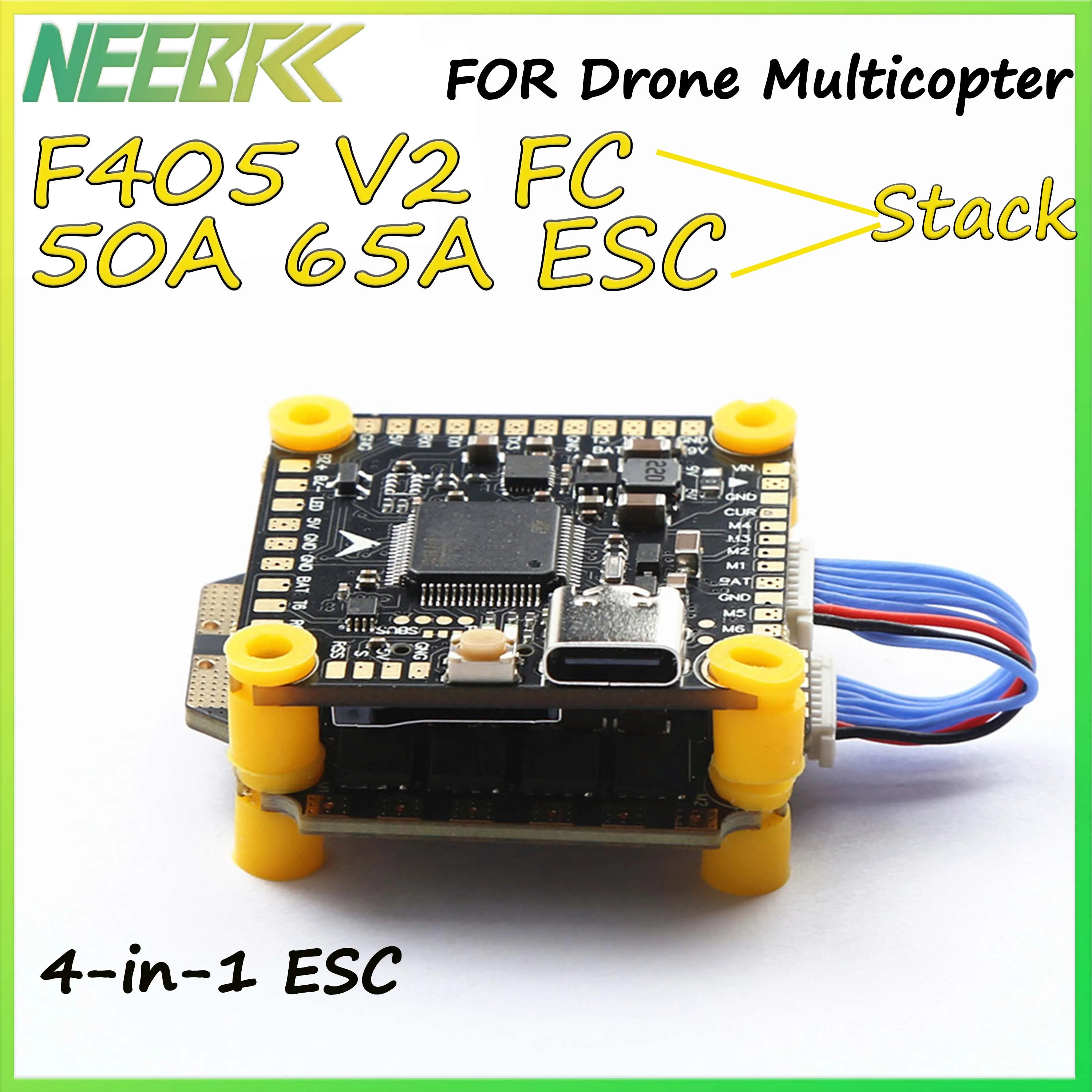 F405 V2 F4 Flight Controller FC BLS 4-in-1 50A/65A ESC Stack 3-6S Support DShot150-300-600/Multishot/Oneshot for RC FPV Drone