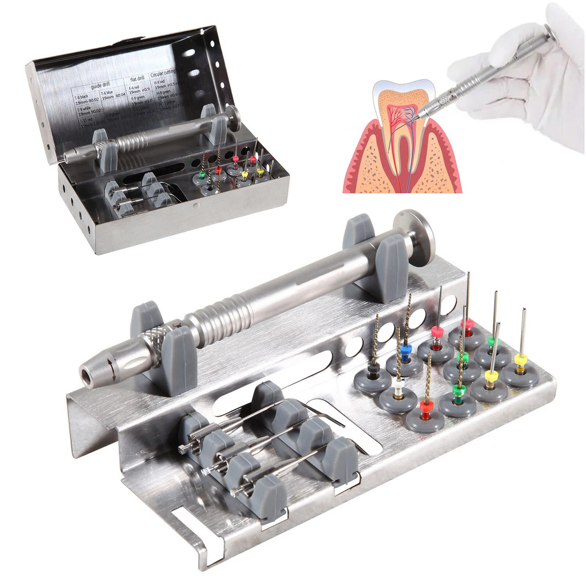 Manual Dental Root Canal File Extractor Reusable Holder Broken Removal Kit Endo File Removal System