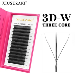 XIUSUZAKI 3D W Three-Core Triple Tips Eyelashes Extensions W Shape Lashes Blister Natural Premade Fans 3DW Lashes Suppliers Tool
