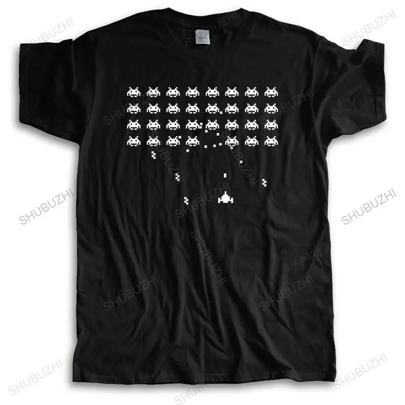 Men fashion brand t-shirt o-neck tshirt Space Invaders Men T Shirts Breakout Martians Invasion Shooting Aliens unisex tee-shirt