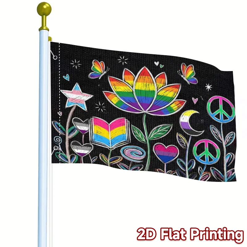 Pride LGBTQ Garden Print 2D Flat Polyester Outdoor Flag Banner