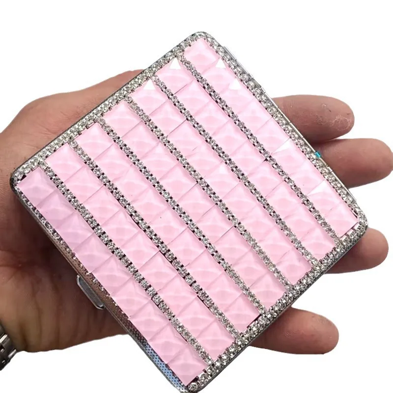Luxury Rhinestone Cigarette Box with USB Charging Lighter - Windproof, Portable Smoking Accessory, Fashionable Women's Gift