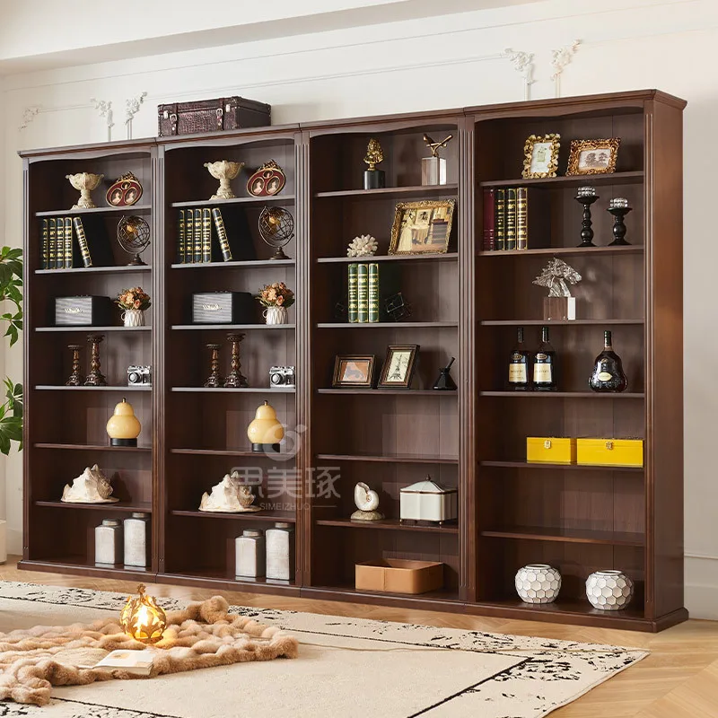 American All Solid Wood Bookshelf Free Combination Doorless Bookcase Shelf Floor Study Display Cabinet Bookcase Bookcase