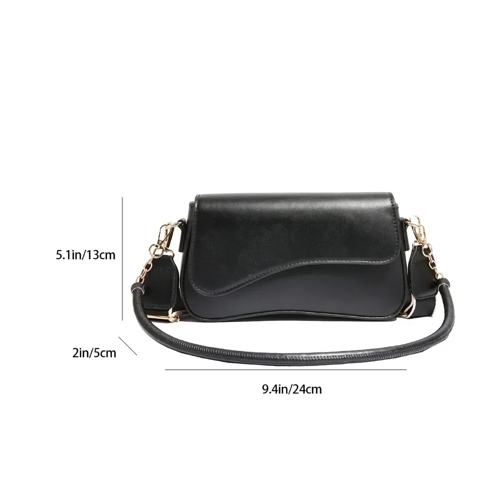 Women PU Leather Crossbody Bag Simple Solid Color Flap Handbags Fashion Shoulder Bag