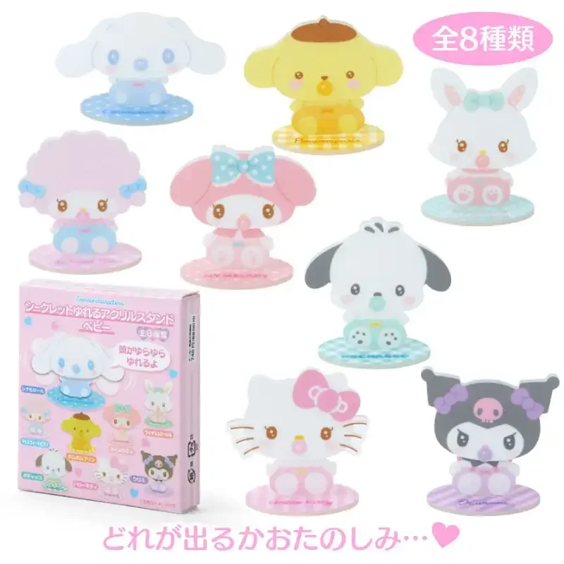 Japan Sanrio Large Family Character Random Doll Box Melody Kuromi My Sweet Piano Pochacco Mini Bobble Head Decorative Ornament