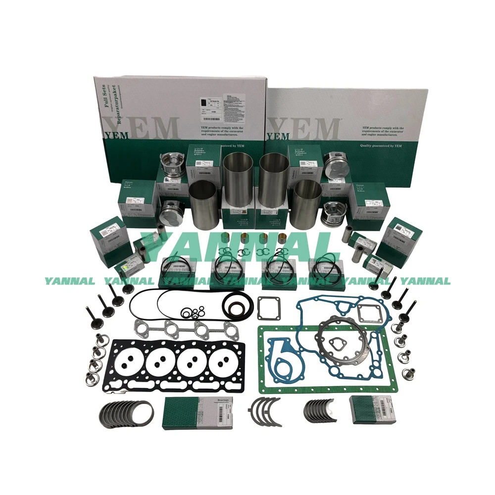 Kit de reconstrucción de revisión con revestimiento para motor Kubota V1505 V1505-E B3200HSD B3300S Tractor