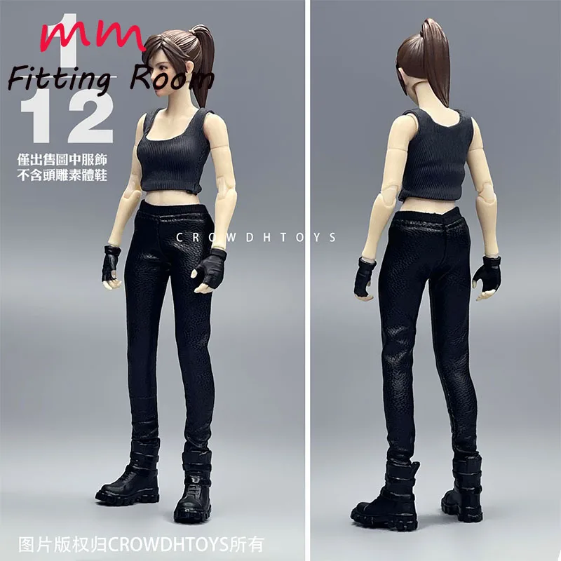 1/12 scale female soldier dolls clothes trend dark source leather pants fit 6'' action figure body model