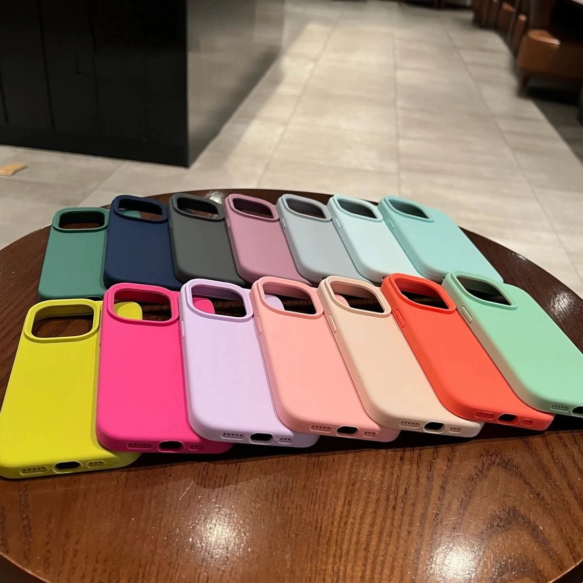 Original Liquid Silicone Shockproof Case For Apple iPhone 15 14 12 11 13 Pro Max Soft Cute Back Cover For 14 15 Plus Accessories