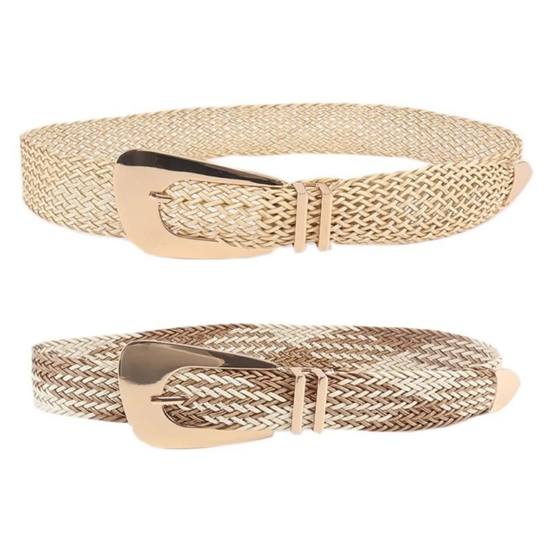 

Elegant Woven PU Belt for Female Girl Braided Waist Belt Eye Catching Waiststrap Sweater Dress Belt Waist Decoration DXAA