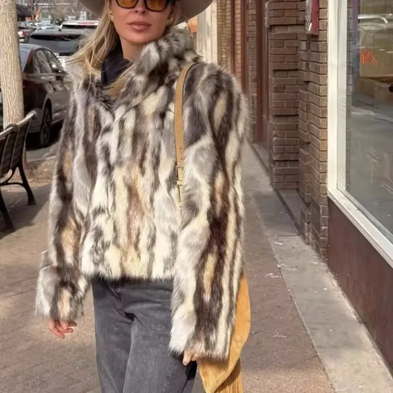 Guobioziy 2026 Women's New Faux Fur Effect Coat Fashionable and Versatile Elegant and Graceful Casual and Easygoing