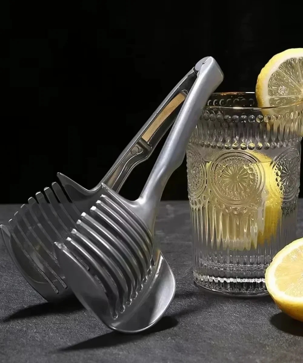 Stainless Steel Kitchen Handheld Orange Lemon Slicer Tomato Cutting Clip Fruit Slicer Onion Slicer KitchenItem Cutter Accessorie image 4