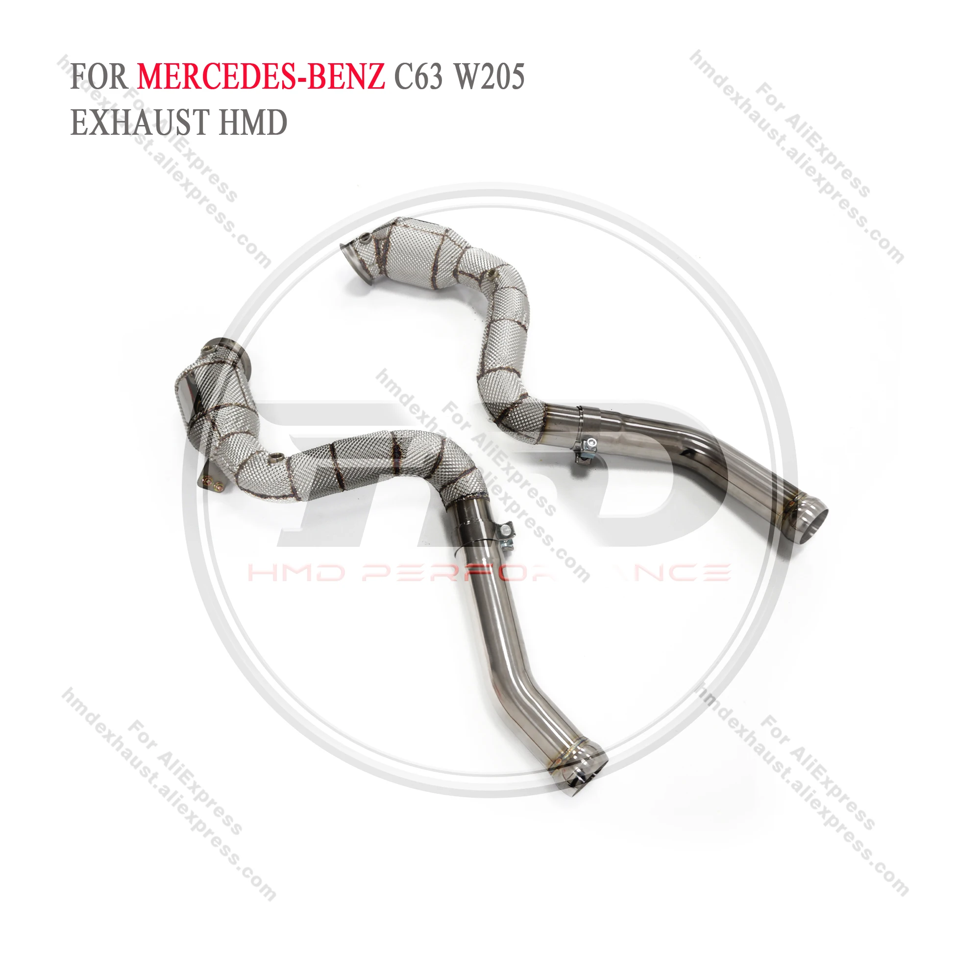 HMD Hot Sale Exhaust System High Flow Performance Downpipe for Mercedes-Benz AMG W205 C63 4.0T with insulation