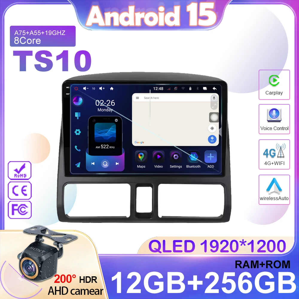 

Android 15 Car Radio For Honda CR-V CRV 2001 2002 2003 2004 2005 2006 Multimedia Video Player Navigation GPS Carplay Screeo 2Din