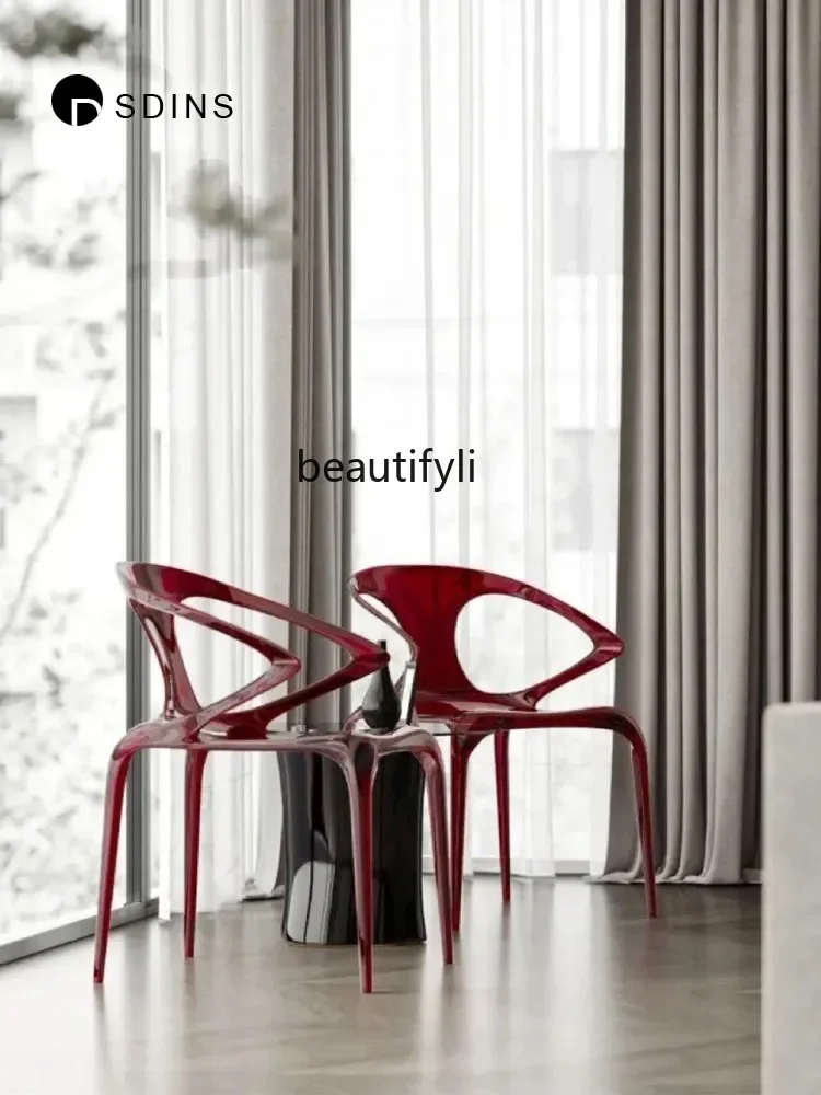 إيطاليا كرسي البولي كربونات الشفاف الايبوكسي كريستال غرفة المعيشة الطعام كرسي Rochburg الاكريليك كرسي الأثاث #4