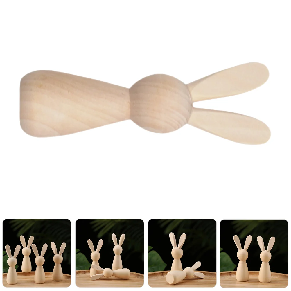 12 Pcs Wooden Rabbit Ornament Easter Bunny Decoration DIY Graffiti Color Crafts Dolls Adornment