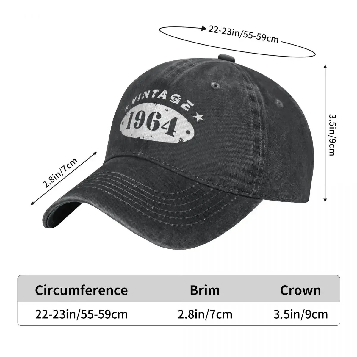 Born In 1964 Vintage 60th Birthday Gift Baseball Caps Outfit For Men Women Retro Hats 60 Years Old People Headwear Adjustable