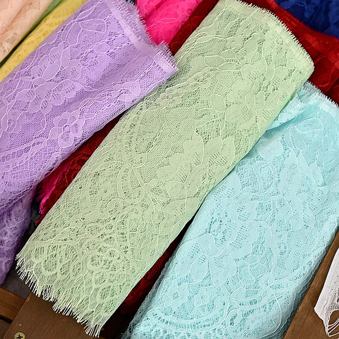 

3Meters French Chantilly Lace Trim Floral Embroidered Eyelash Lace Ribbon Scallop Edge DIY Sewing Wedding Dress Fabric