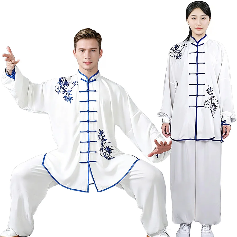 Tai Chi Clothing Chinese Kung Fu Uniform Adults Long Sleeve Embroidery Chinese Morning Exercise Costumes for Men and Women