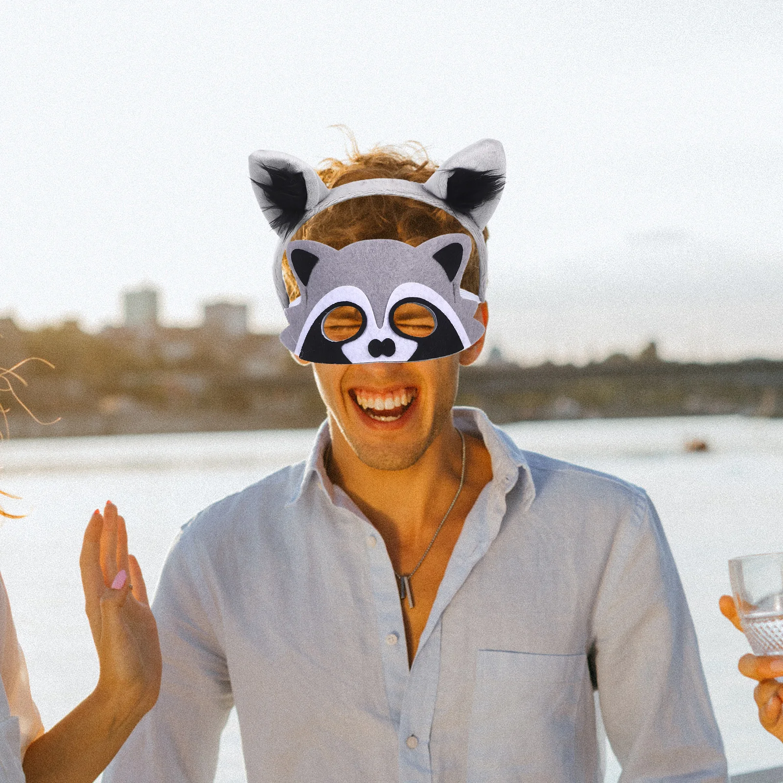 مجموعة أزياء Kawaii Raccoon التنكرية مع عصابة رأس وقناع لملحقات حفلات الهالوين على شكل حيوانات #5