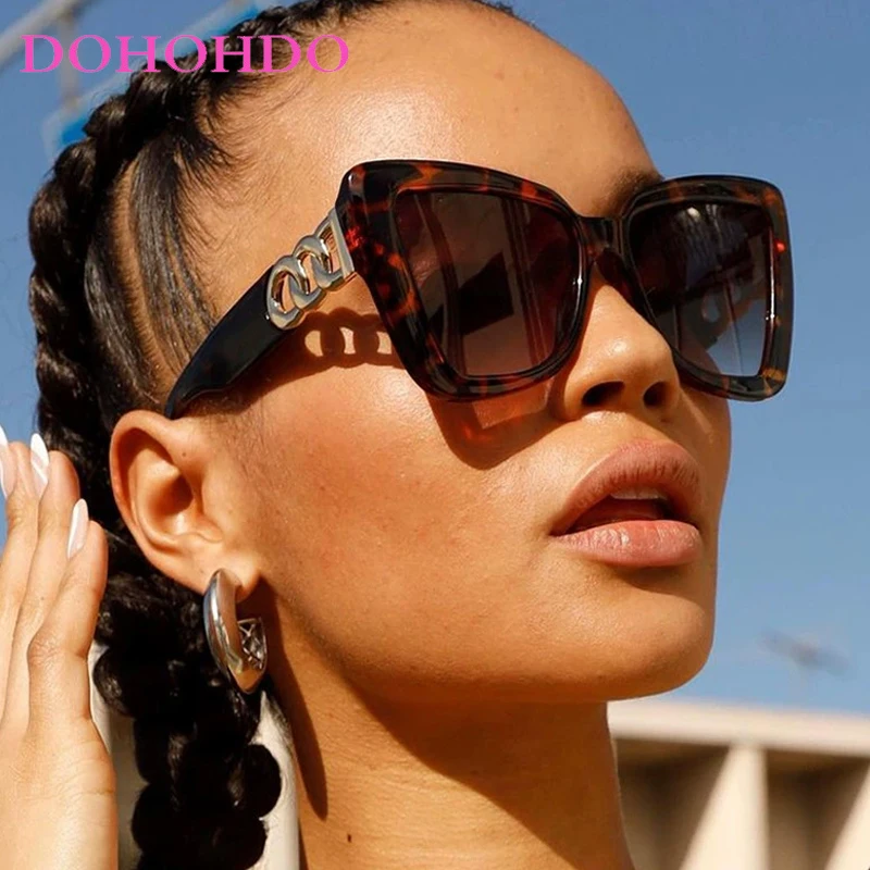 

DOHOHDO New Vintage Cat Eye Sunglasses Women Square Big Frame Sun Glasses Female Brand Designer Glasses Fashion Oculos De Sol