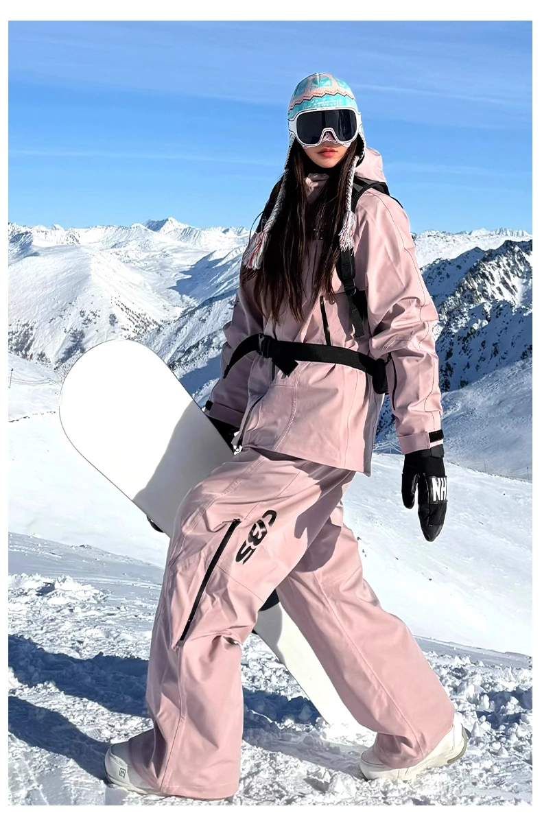 John Snow 2026 Ski-Jacke & -Hose im amerikanischen Stil, Unisex, wasserdicht, thermisch, Snowboard-Mantel, lockere Passform, Wintersport für Herren und Damen – Detail 39