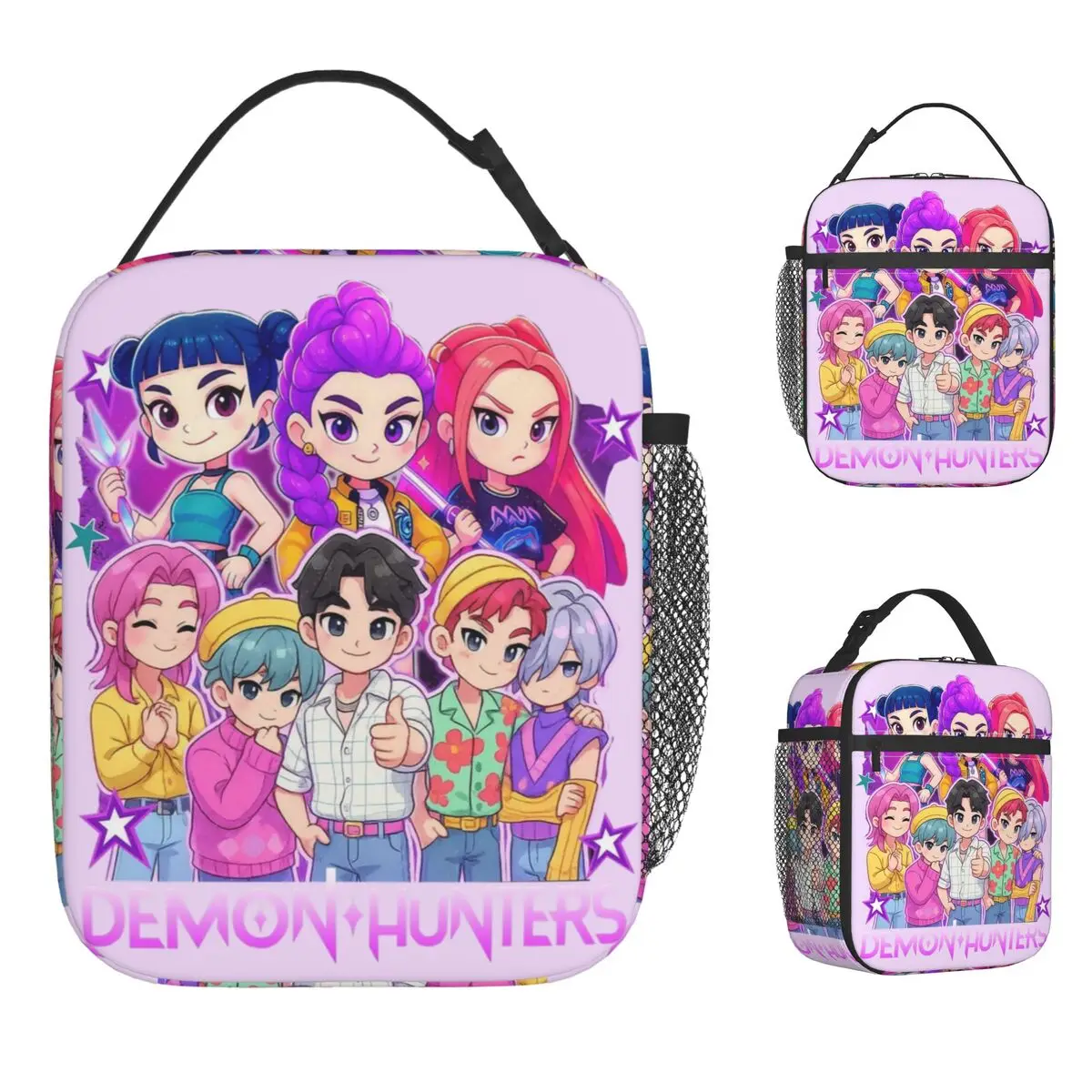 KPOP شيطان الصيادين حقيبة الغداء صندوق غداء مدرسي للنساء ريترو طباعة حمل أكياس الغذاء أكسفورد حقيبة للحفاظ على البرودة مريحة