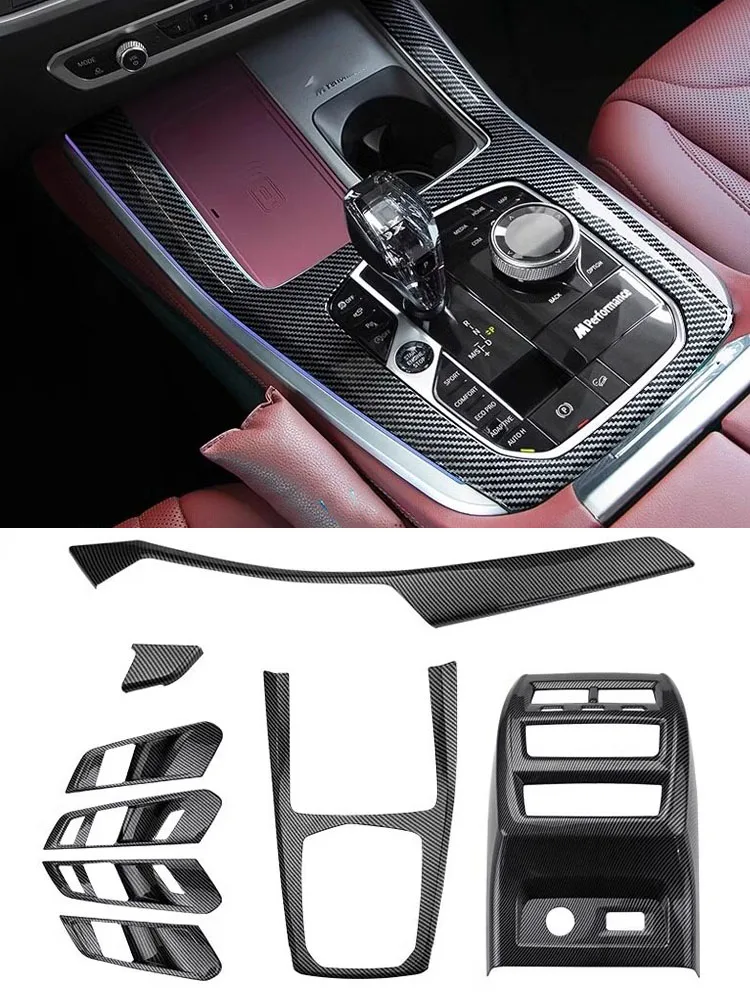 

Fit for BMW X5 G05 2019 2020 2021 2022 2023 2024 2025 2026 Carbon Fiber Grain Decorative Cover Trim ABS Control Overlays Cover