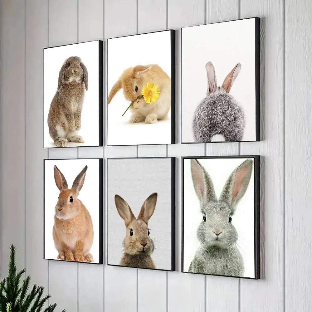 Grey Rabbit Poster Art Sticky Wall Waterproof Home Living Room Bedroom Bar Aesthetic Decoration