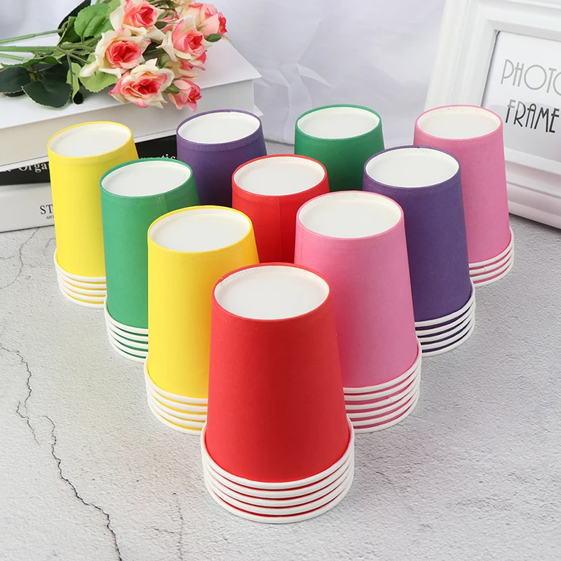 Color Disposable Cups Handmade Paper  Kindergarten DIYCoffee Cup Materials   Household Kitchen Accessories 10pcs