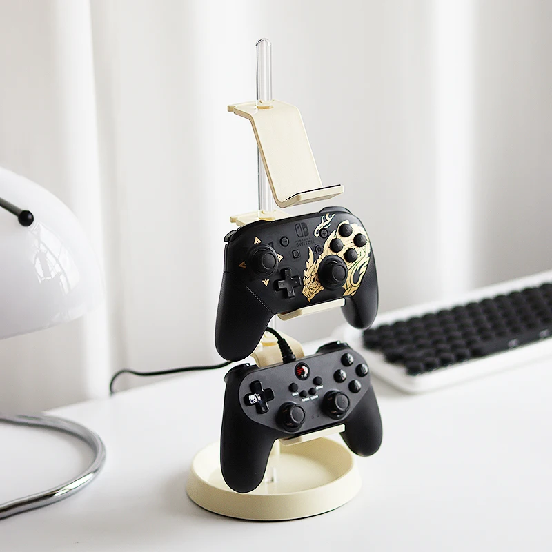 Soporte para controlador de juegos de diseño nórdico, soporte para mando a distancia de TV, estante de almacenamiento para consola, organizador de escritorio multifuncional