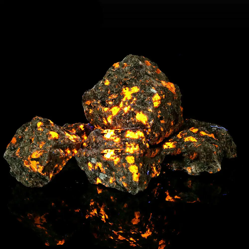 Rough Raw Yooperlite UV Fluorescent Emberlite Glowing Fire Rock Chunk Stone 1PCS