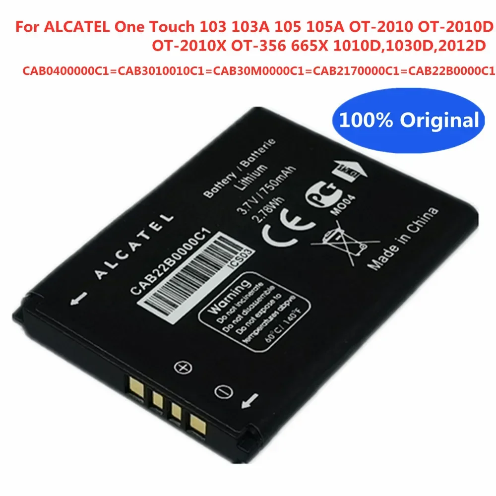 CAB0400000C1 CAB30M0000C2 TLi004AB CAB22B0000C1 Original Battery For ALCATEL OT708 OT-708 OT-2010 OT-2010D 2010X OT-356 OT-665X