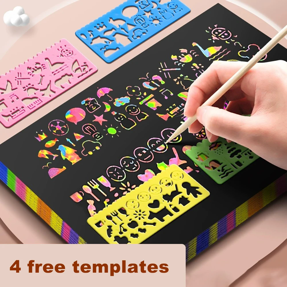 10PCS Children's Colorful DIY Scratching Book Art Scratching Painting White Cardboard Fun Creative Graffiti Scratching Painting