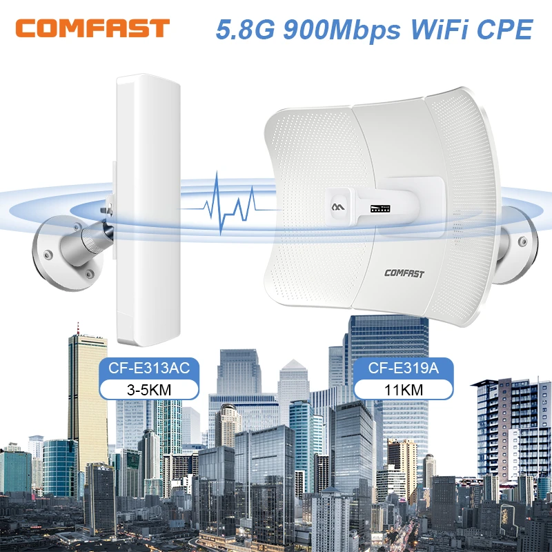 5.8G 900Mbps Outdoor Router CPE 5K/11KM Wireless WiFi bridge Long Range Single Extender high Power Network Amplifier Repeater AP