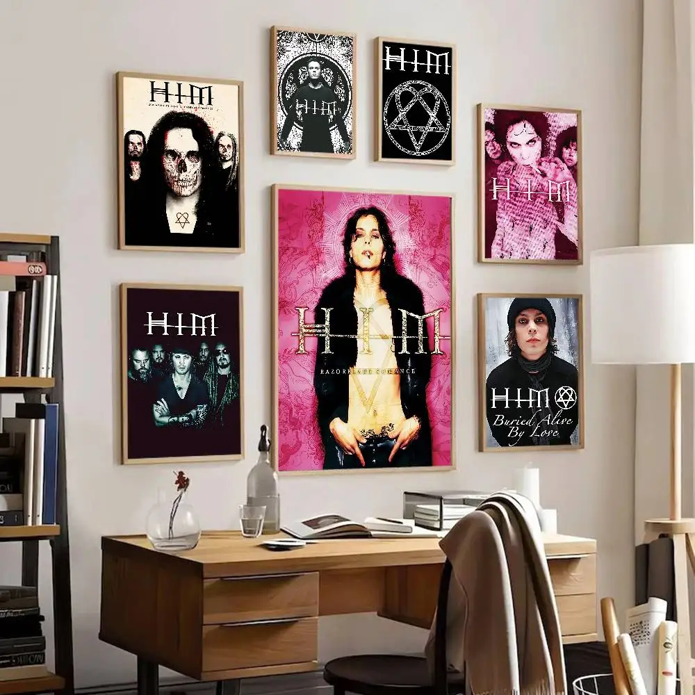 Rock Band H-HIM Classic Anime Poster Adesivo de papel à prova d'água Coffee House Bar Room Decoração de parede